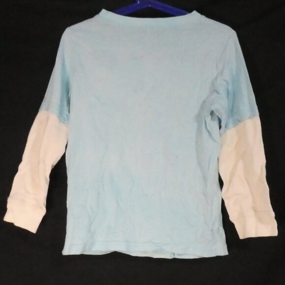 CARTER'S | size 5 | Light Blue Monkey Shirt With Contrasting White Sleeves | EUC - Picture 3 of 16
